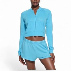 SKIMS FRENCH MODAL ZIP UP LIGHT WEIGHT SWEATSHIRT